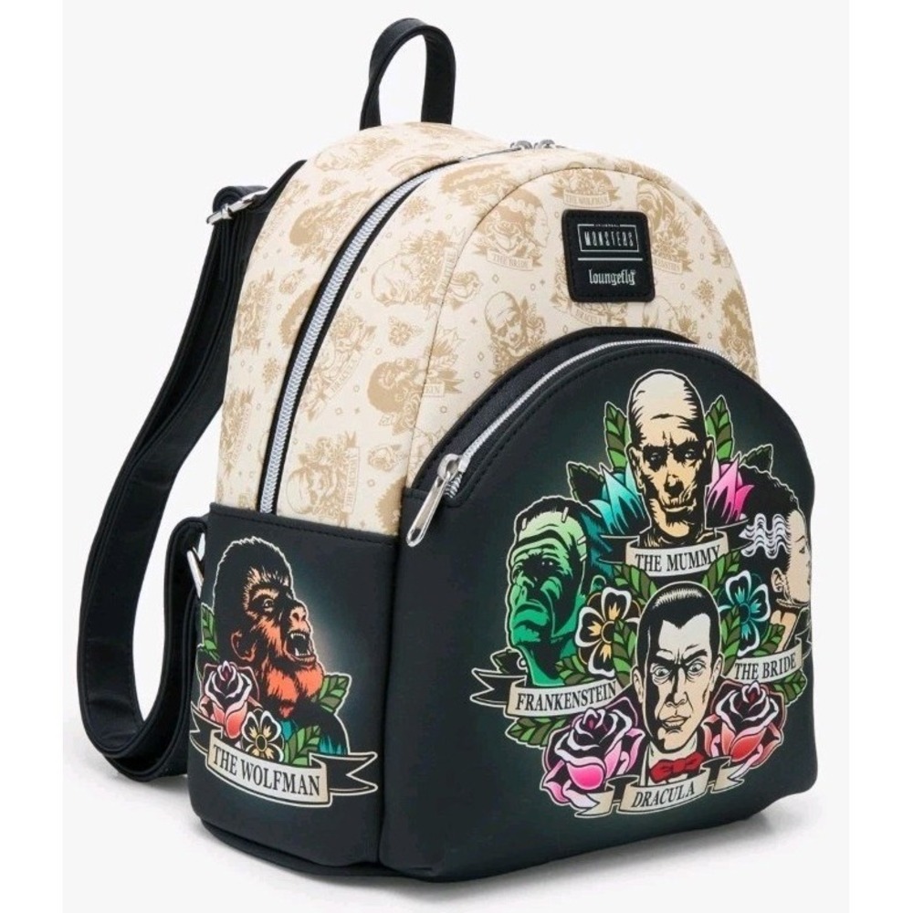 NEW Loungefly Universal Studios Monsters Characters Tattoo Mini Backpack